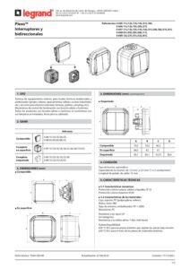 Ficha técnica – Comutador de escada Legrand Plexo 069711L – estanque, 10 AX, IP55, saliente, cinzento