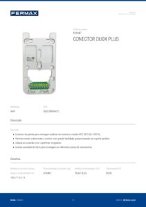 Ficha técnica – Conector de parede Fermax 9447 – para monitores VEO, VEO-XS e VEO-XL, Duox Plus