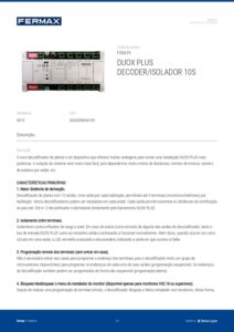 Ficha técnica – Descodificador de piso Duox Plus Fermax 9419 – 10 saídas