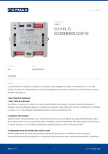 Ficha técnica – Descodificador de piso Duox Plus Fermax 9425 – 4 saídas