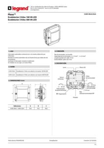 Ficha técnica – Detetor de movimento Legrand Plexo 069522LA – infravermelhos, com neutro, 500 W LED, mecanismo