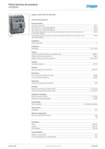 Ficha técnica – Disjuntor de caixa moldada Hager HHA161H – x160, 4P, 160 A, 25 kA