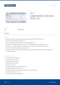 Ficha técnica – Fonte de alimentação Fermax 4825 – 24 V DC, 2,5 A, com filtro, DIN 10 módulos, Duox Plus