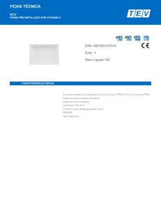 Ficha técnica – Fundo de ATI TEV IECX – caixa de embutir para kits ATI Gama E, 380 x 540 x 109 mm, branco