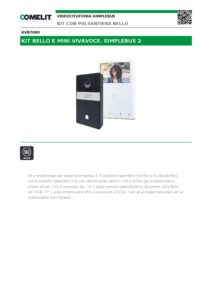 Ficha técnica – Kit de videoporteiro Comelit Bello e Mini Simplebus 2 KVB7000 – mãos-livres, monitor 4,3″, 1 habitação