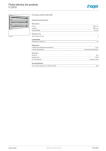 Ficha técnica – Kit modular Hager FL991B – 3 filas de 37 módulos, calhas DIN e tampas, para orion plus 550 x 850