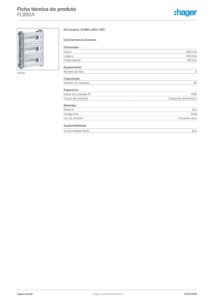 Ficha técnica – Kit modular Hager FL992A – 3 filas de 16 módulos, calhas DIN e tampas, para orion plus 500 x 400