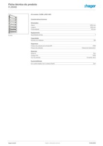 Ficha técnica – Kit modular Hager FL994B – 7 filas de 23 módulos, calhas DIN e tampas, para orion plus 1150 x 600