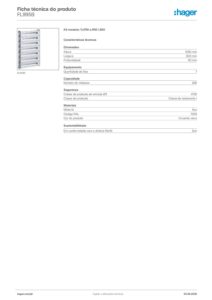 Ficha técnica – Kit modular Hager FL995B – 7 filas de 37 módulos, calhas DIN e tampas, para orion plus 1150 x 850