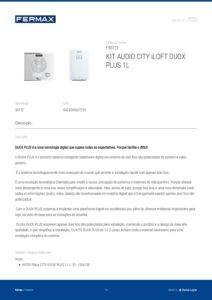 Ficha técnica – Kit de porteiro Fermax City iLoft Duox Plus 50772 – telefone mãos-livres, 1 habitação