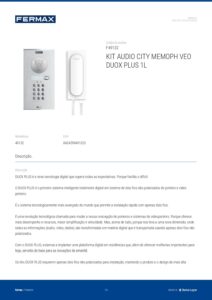 Ficha técnica – Kit de porteiro Fermax City Memophone VEO Duox Plus 49132 – teclado de código, 1 habitação
