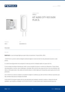 Ficha técnica – Kit de porteiro Fermax City VEO Duox Plus 49212 – 2 telefones com auscultador, 2 habitações