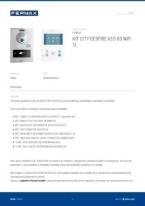 Ficha técnica – Kit de videoporteiro Fermax City Desfire VEO-XS Wi-Fi Duox Plus 49082 – monitor 4,3″, com cartão