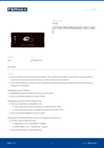 Ficha técnica – Leitor de proximidade Skyline Fermax 7440 – EM 125 kHz, 400 cartões, tamanho V