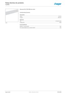 Ficha técnica – Máscara Hager VZ416 – 18 módulos, cinzento RAL 7035