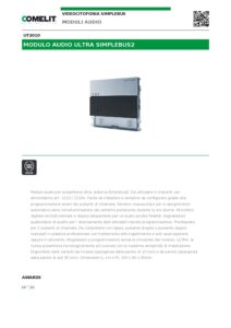 Ficha técnica – Módulo áudio Comelit UT2010 – Ultra, Simplebus2, 2 botões, IP65, IK08