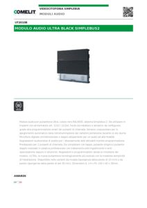 Ficha técnica – Módulo áudio Comelit UT2010B – Ultra Black, Simplebus2, 2 botões, IP65, IK08