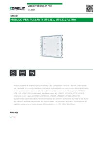 Ficha técnica – Módulo de botões Comelit UT9200 – Ultra, até 8 chamadas, iluminação branca, IP65, IK08