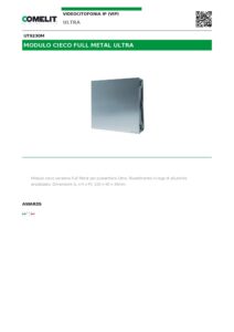 Ficha técnica – Módulo cego Comelit UT9230M – Ultra Full Metal, alumínio anodizado, 1 módulo, IP65, IK08