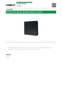 Ficha técnica – Módulo cego Comelit UT9230MB – Ultra Full Metal Black, 1 módulo, IP65, IK08