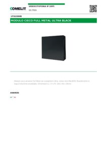 Ficha técnica – Módulo cego Comelit UT9230MB – Ultra Full Metal Black, 1 módulo, IP65, IK08