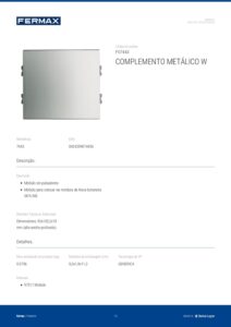 Ficha técnica – Módulo cego Skyline Fermax 7443 – sem botões, alumínio, tamanho W