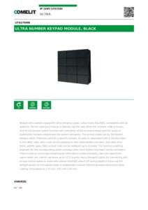 Ficha técnica – Módulo de teclado Comelit UT9279MB – Ultra Black, numérico, 12 teclas, 2 relés, Wiegand, 4000 códigos