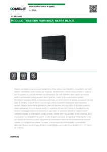 Ficha técnica – Módulo de teclado Comelit UT9279MB – Ultra Black, numérico, 12 teclas, 2 relés, Wiegand, 4000 códigos