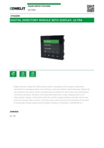 Ficha técnica – Módulo de diretório digital Comelit UT9260M – Ultra, ecrã 3,5″, Bluetooth, 1500 utilizadores