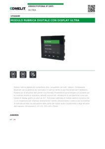 Ficha técnica – Módulo de diretório digital Comelit UT9260M – Ultra, ecrã 3,5″, Bluetooth, 1500 utilizadores
