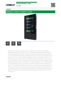 Ficha técnica – Módulo de ecrã tátil Comelit UT9270 – Ultra, ecrã 5″, leitor RFID, Wiegand, Bluetooth, 2 módulos
