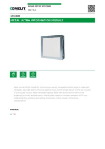 Ficha técnica – Módulo informativo Comelit UT9240M – Ultra Metal, número de polícia, iluminação branca, IP65