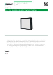 Ficha técnica – Módulo informativo Comelit UT9240MB – Ultra Metal Black, número de polícia, iluminação branca, IP65