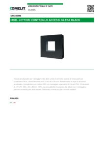 Ficha técnica – Módulo para leitor de acessos Comelit UT9290MB – Ultra Black, furo de 40 x 40 mm, preto