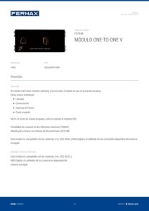 Ficha técnica – Módulo One-To-One Skyline Fermax 7448 – pictogramas do estado da chamada, tamanho V