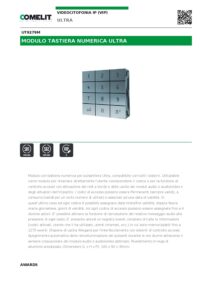 Ficha técnica – Módulo de teclado Comelit UT9279M – Ultra, numérico, 12 teclas, 2 relés, Wiegand, 4000 códigos