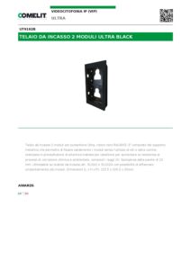 Ficha técnica – Moldura de embutir Comelit UT9162B – 2 módulos Ultra Black, para caixa 3110/2A, preta