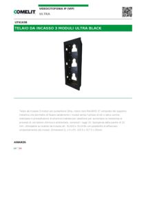 Ficha técnica – Moldura de embutir Comelit UT9163B – 3 módulos Ultra Black, para caixa 3110/3A, preta