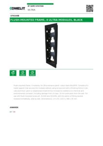 Ficha técnica – Moldura de embutir Comelit UT9164B – 4 módulos Ultra Black, para caixa 3110/4A, preta