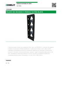 Ficha técnica – Moldura de embutir Comelit UT9164B – 4 módulos Ultra Black, para caixa 3110/4A, preta