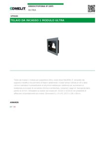 Ficha técnica – Moldura de embutir Comelit UT9161 – 1 módulo Ultra, para caixa 3110/1A, cinzenta