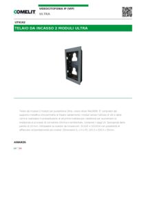 Ficha técnica – Moldura de embutir Comelit UT9162 – 2 módulos Ultra, para caixa 3110/2A, cinzenta