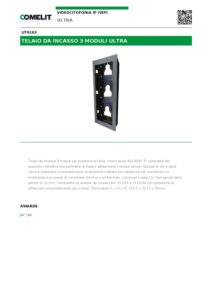 Ficha técnica – Moldura de embutir Comelit UT9163 – 3 módulos Ultra, para caixa 3110/3A, cinzenta
