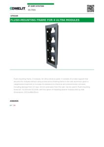 Ficha técnica – Moldura de embutir Comelit UT9164 – 4 módulos Ultra, para caixa 3110/4A, cinzenta