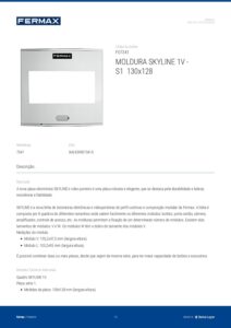 Ficha técnica – Moldura Skyline Fermax 7341 – 1V, série S1, 130 x 128 mm