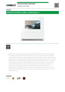 Ficha técnica – Monitor de videoporteiro Comelit 6601W – Icona, ecrã 4,3″, mãos-livres, Simplebus2, branco