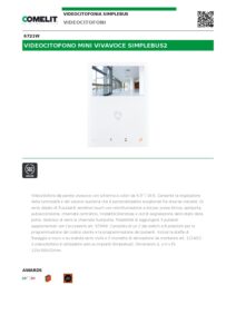 Ficha técnica – Monitor de videoporteiro Comelit 6721W – Mini, ecrã 4,3″, mãos-livres, Simplebus2, branco