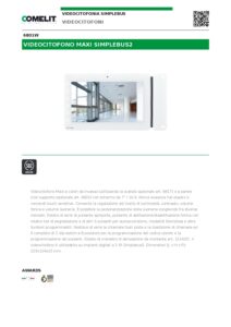 Ficha técnica – Monitor de videoporteiro Comelit 6801W – Maxi, ecrã 7″, mãos-livres, Simplebus2, branco
