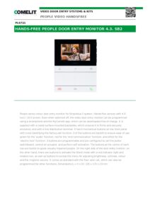 Ficha técnica – Monitor de videoporteiro Comelit PL6721 – People, ecrã 4,3″, mãos-livres, Simplebus2, branco e preto