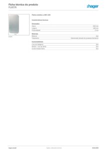 Ficha técnica – Platina metálica Hager FL407A – 480 x 243 mm, aço galvanizado, para orion plus 480 x 243